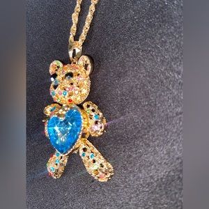 Teddy bear birthstone pendant